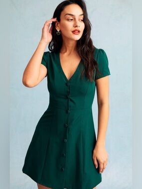 NWT Rihoas V-Neck Button-Up Shirt Mini Dress size M